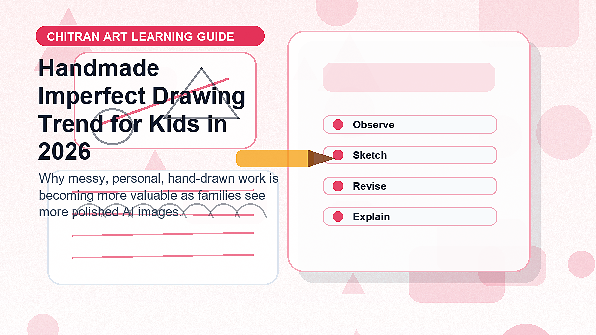 Expressive childlike drawings with visible pencil marks, paint textures, and handmade details