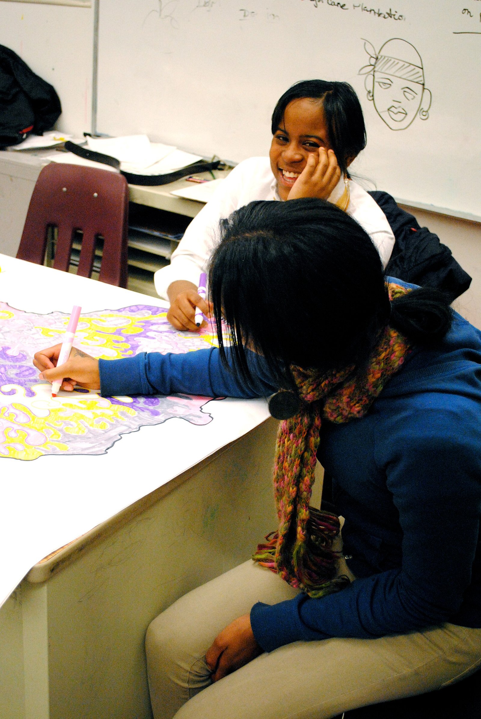 Students working together in an art class